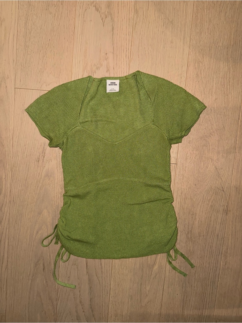 Urban Outfitters Lime Green Ribbed Drawstring Crop Top